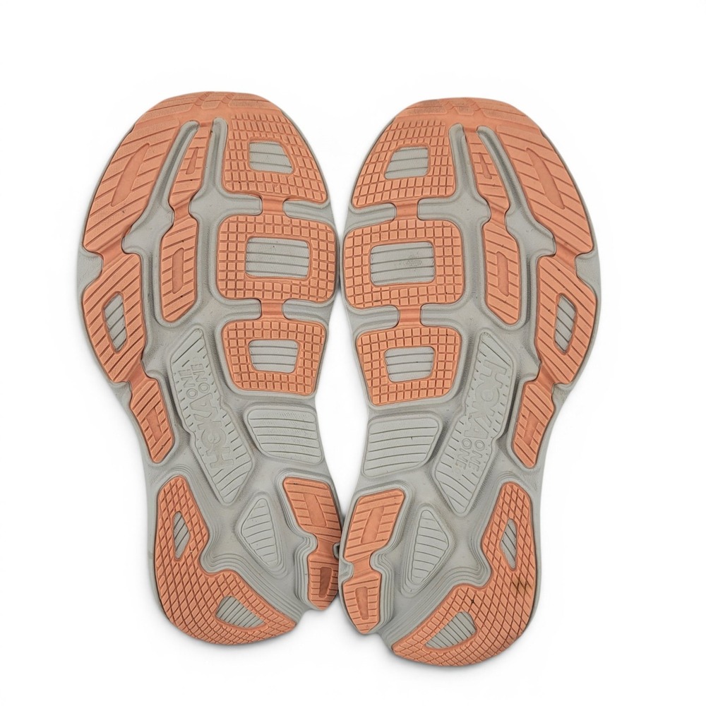 Hoka One One Bondi 7 Womens 9 Gray Peach Running Walking Athletic Shoes - Picture 7 of 8